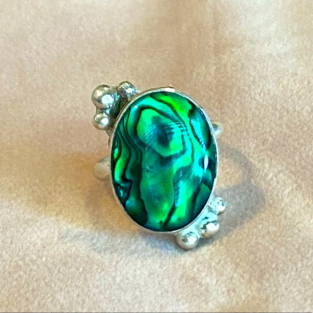 Sterling Silver and Abalone Shell Ring - HANDMADE!